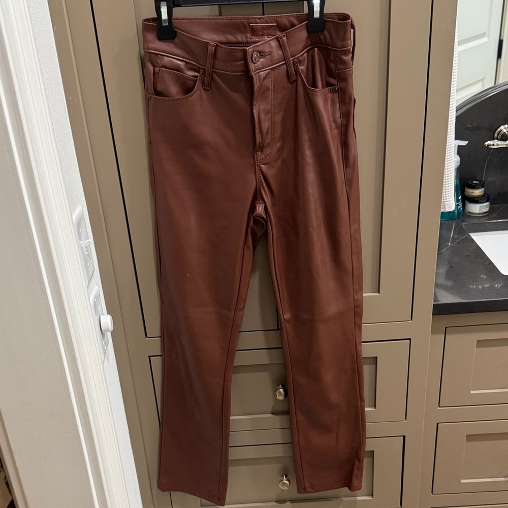 Mother Faux Leather Straight-Leg Pants